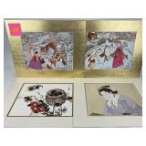 Japanese Themed Art Prints with Gilded Mats