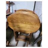 (4) Folding Wooden Tray Tables with Stand