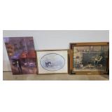 Framed Artwork Featuring Illustrated Scenes and Pa