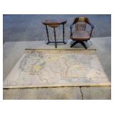 Wooden Swivel Chair, Wooden Table, 1908 United Sta