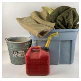 Wool US blanket, wool blankets, 1 gallon gas can,
