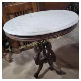 Eastlake Marble-Top Side Table with Wooden Base 26