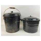 Vintage speckled pots/ double boiler pots/ kettles