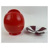 Hall 5 band cookie jar, glass peppermint plate