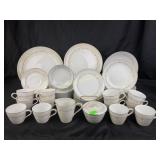 Rose China Laura pattern: plates, platter, mugs,