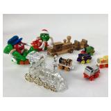Train lot variety vintage, Christmas, wood,