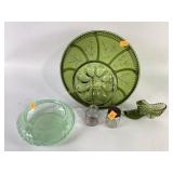 Uranium glass bowl, Indiana tiara glass relish