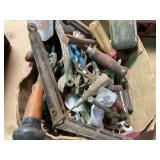 Hand crank drill, Fairmount wrench, pipe wrench,