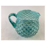 Fenton Iridescent Aqua Glass Pitcher with Scale Pa