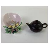 Victorian porcelain egg shaped dish with hen and