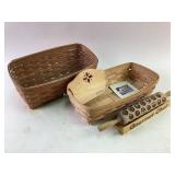 Longaberger Baskets with Wood Divider and Rolling