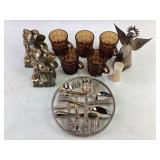 Anchor Hocking Fire-King Amber Mugs, Silverplate F