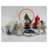 (6) Starbucks Christmas mugs, Otagiri carolers,