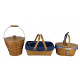 Longaberger Handwoven Baskets with Liners and Lids