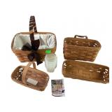 Longaberger Handwoven Baskets with Inserts and Lin