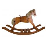 Vintage wooden rocking horse - tall