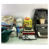 Household Items Including, Linens, Typewriter, Gar