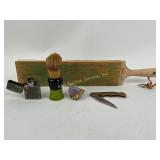 Zippo lighter, brass toned pocket knife, Bakelite