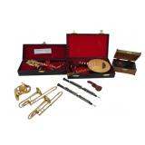 Miniature moon guitar and saxophone with Case