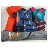 Adult life vests, camp chair