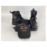 Harley-Davidson Leather Boots and Embroidered Cap