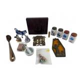 Ceramic Figurines, Salt Shakers, Painted Box, and