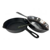 Griswold cast iron skillets, 8 and 9 inches