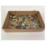 Marbles, some chipped, cracked, glass, chandelier