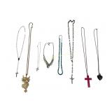 Necklaces with Cross, Avon Owl, Heart, and Beaded