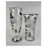 Bohemi crystal vase and pitcher with silver