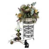 Plant stand, table lamp, floral display, solar