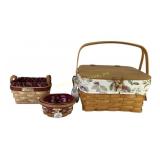 Longaberger Baskets With Fabric Liners