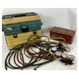 Fishing Tackle Boxes, Lures, and Refrigerant Gauge