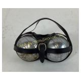 Metal Petanque Boules with Leather Strap Carrier