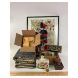 Joan miro framed art, quilters yard stick,