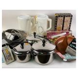Farberware aluminum clad pots, pitchers, vidalia