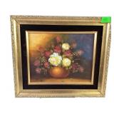 Framed Floral Painting Signed by Danny