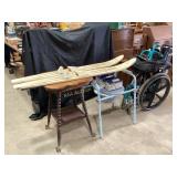 Water Skis, Wood Side Table, Wheelchair, Commode w