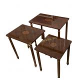 Wooden Nesting Tables With Inlaid Design