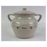 Longaberger ivory basket weave cookie jar