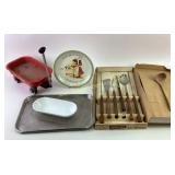Kitchenware and Serving Items with Toy Wagon