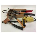 (2) Craftsman axes, Pittsburgh soft clamp,
