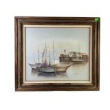 Framed Nautical Painting Signed Lacoste
