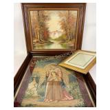 Framed art signed m. Weber, framed needle point