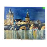 Painting Depicting a Prague Night Scene