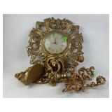 Syrco wood, 7 Jewel gold toned wall clock,