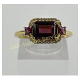 .925 India Gold-Plated Ring with Red Gemstone,