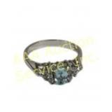 Sterling Silver Ring with Blue Gemstone and White