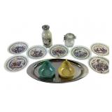 Vintage French Plates, Stoveware Milkbottle Jug