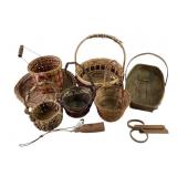 Woven Baskets and a Rustic Decorative Wind Chime